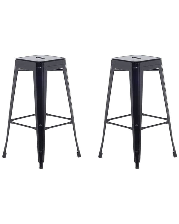 Barstol 2 st Svart Metall 76 cm Stapelbar Industriell