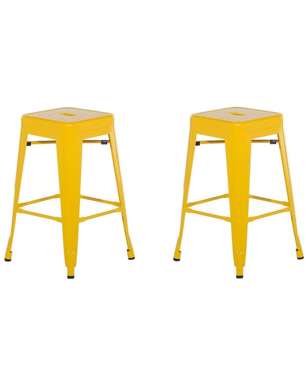 Barstol 2 st Gul Metall 60 cm Stapelbar Industriell