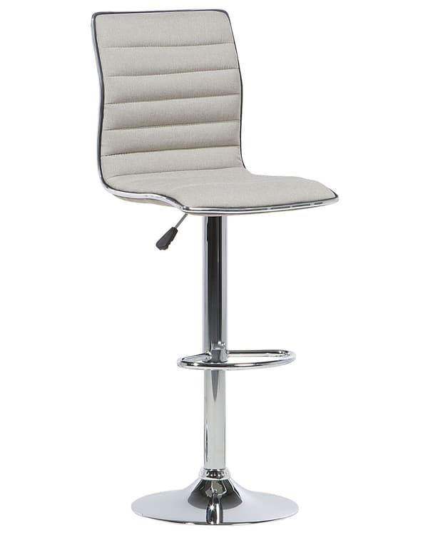 Set med 2 Barstolar Beige Tyg Silver Justerbar Höjd Snurrstol