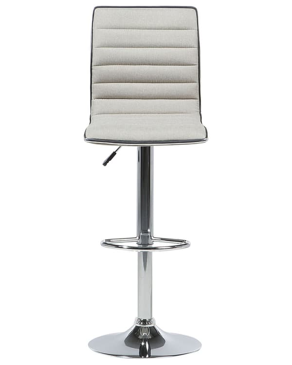 Set med 2 Barstolar Beige Tyg Silver Justerbar Höjd Snurrstol
