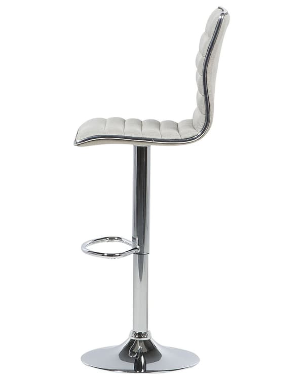 Set med 2 Barstolar Beige Tyg Silver Justerbar Höjd Snurrstol
