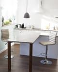 Miniatyrbild 2 av 11: Set med 2 Barstolar Beige Tyg Silver Justerbar Höjd Snurrstol