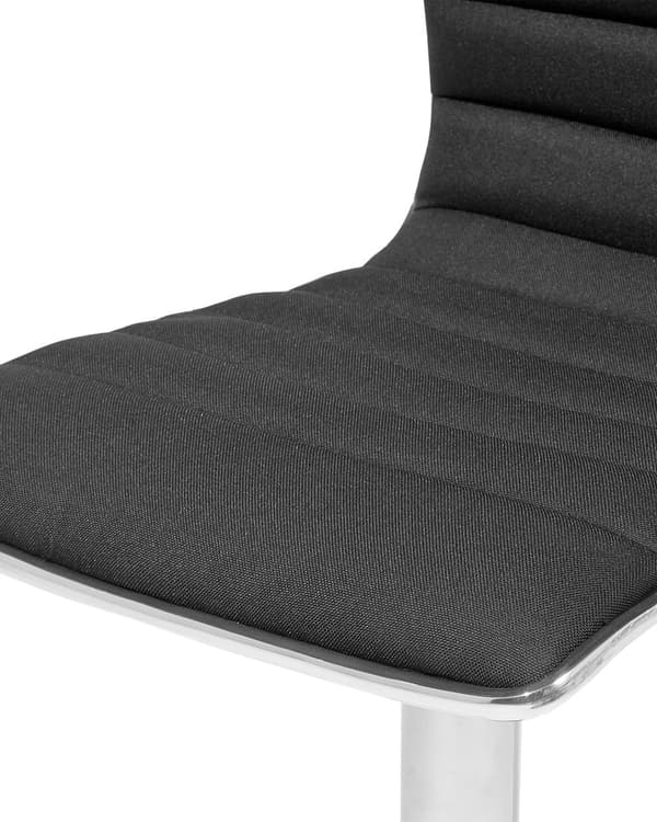 Set med 2 Barstolar Svart Tyg Silver Justerbar Höjd Snurrstol