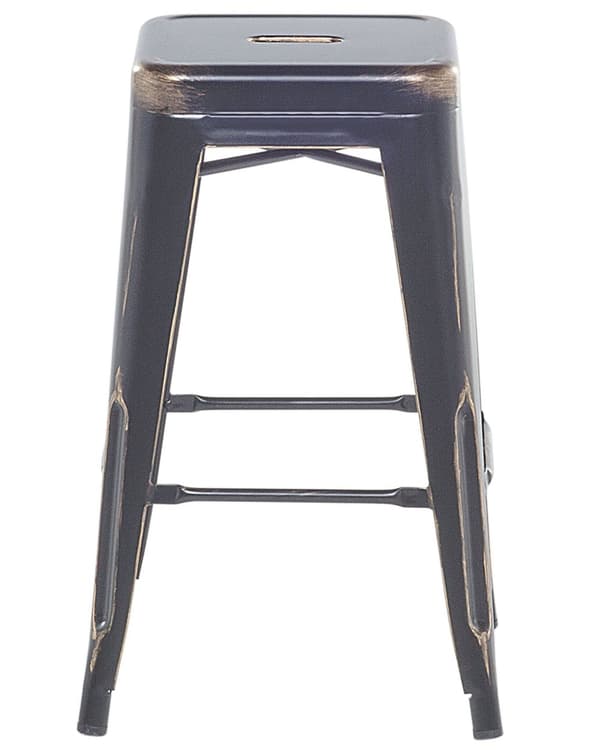Barstol 2 st Svart med Guld Metall 60 cm Stapelbar Industriell