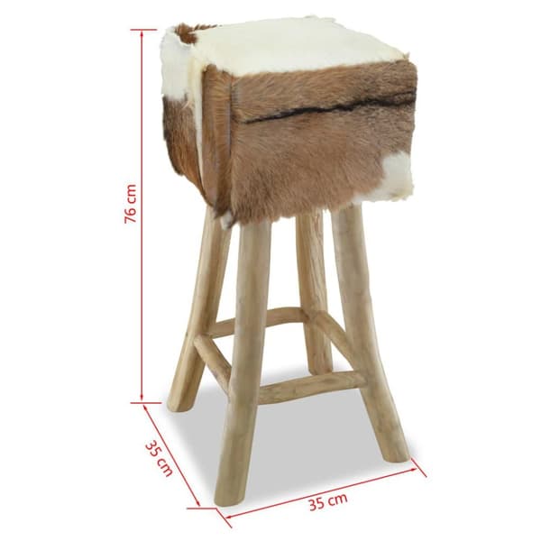 vidaXL Barstol äkta läder och massiv teak