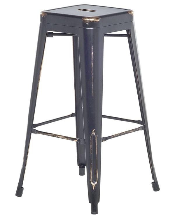 Barstol 2 st Svart med Guld Metall 76 cm Stapelbar Industriell