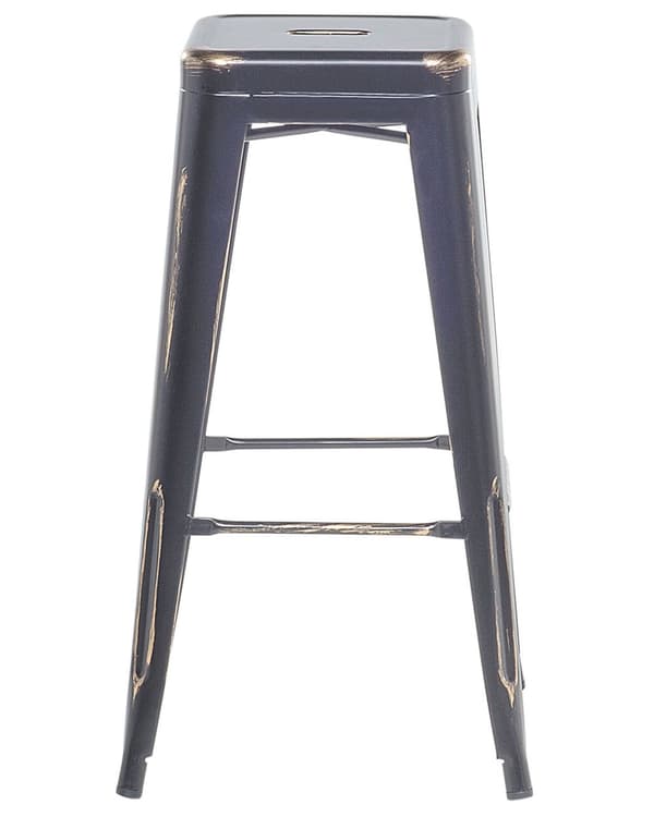 Barstol 2 st Svart med Guld Metall 76 cm Stapelbar Industriell
