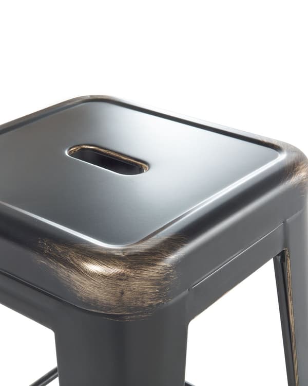 Barstol 2 st Svart med Guld Metall 76 cm Stapelbar Industriell
