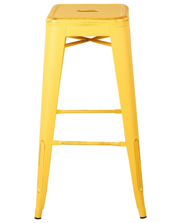 Barstol 2 st Gul med Guld Metall 76 cm Stapelbar Industriell