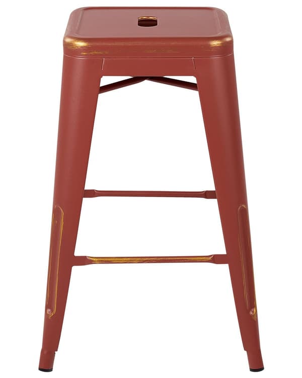 Barstol 2 st Röd med Guld Metall 60 cm Stapelbar Industriell