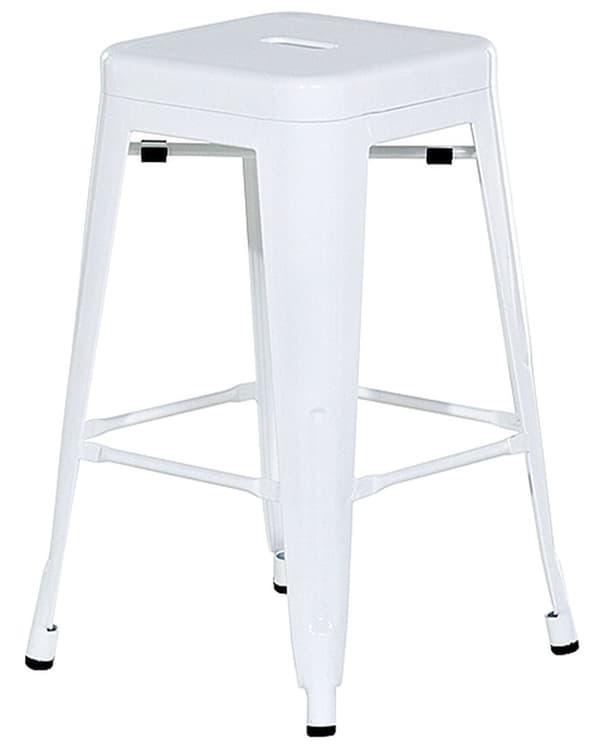 Sæt med 2 Barstole Hvid Metal 60 cm Stabelbar Bordhøjde Industriel moderne stil