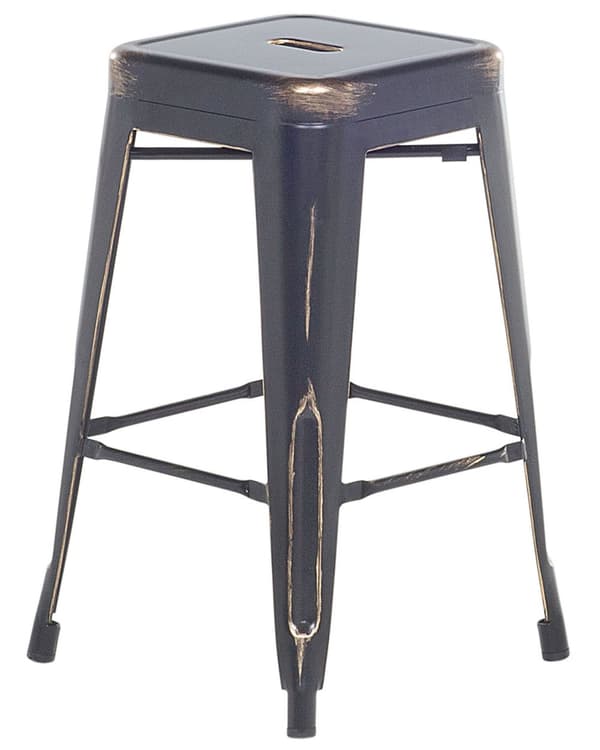 Barstole sæt Sort med guld Metal mat 60 cm Stabelbar Industriel design dekor af høj kvalitet