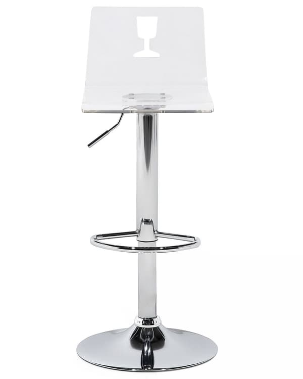Barstole Transparent Akryl Sølv Blank Metal Sæt 81/102 x 38 cm Drejelig Gaslift Justerbar Moderne Vinglas Motiv Stil med Ryg til Køkken Dekor