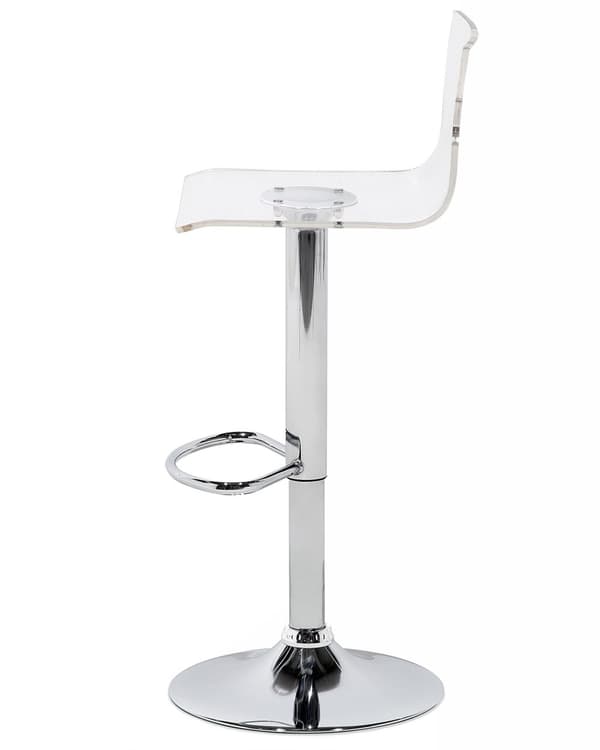 Barstole Transparent Akryl Sølv Blank Metal Sæt 81/102 x 38 cm Drejelig Gaslift Justerbar Moderne Vinglas Motiv Stil med Ryg til Køkken Dekor