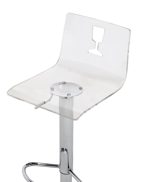 Barstole Transparent Akryl Sølv Blank Metal Sæt 81/102 x 38 cm Drejelig Gaslift Justerbar Moderne Vinglas Motiv Stil med Ryg til Køkken Dekor