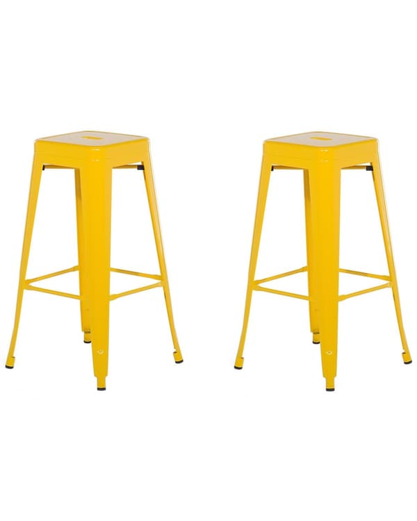 Sæt med 2 barstole Hvid Metal 76 cm Stabelbar Bordhøjde Industriel Moderne Stil