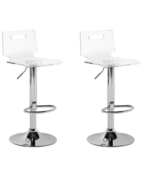 Sæt med 2 Barstole Transparent Akryl Drejelig Gaslift Justerbar Højde Moderne Stil
