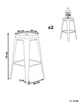 Miniatyrbillede 3 af 9: Barstole sæt Sort poleret Metal 76 cm Stabelbar Bordhøjde Industriel dekoration med nem vedligeholdelse