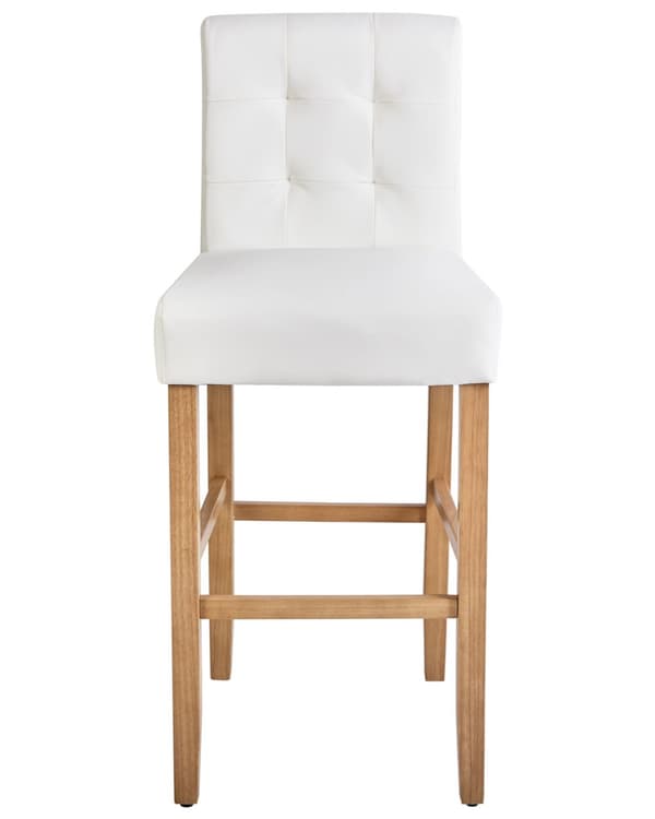 Sæt med 2 Barstole Off-white Kunstlæder med Ryglæn Spisestue Køkken Polstret Moderne Stil