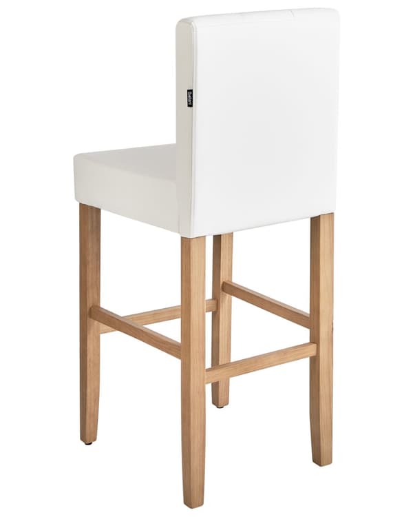 Sæt med 2 Barstole Off-white Kunstlæder med Ryglæn Spisestue Køkken Polstret Moderne Stil
