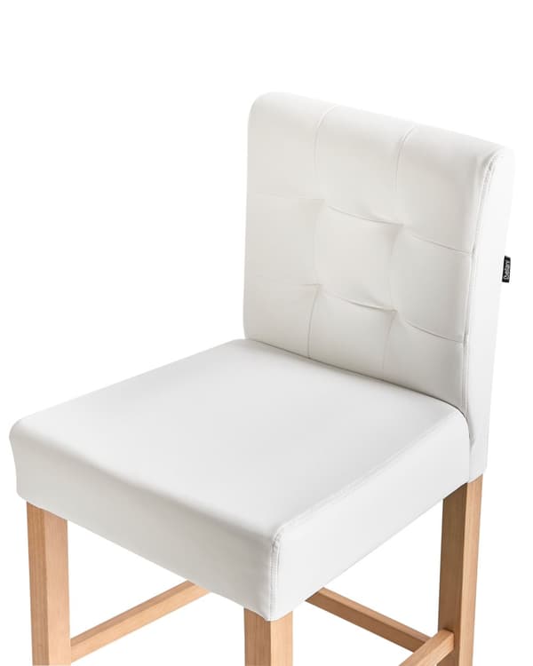 Sæt med 2 Barstole Off-white Kunstlæder med Ryglæn Spisestue Køkken Polstret Moderne Stil