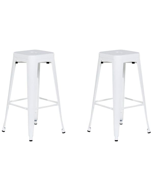 Sæt med 2 barstole Hvid Metal 76 cm Stabelbar Bordhøjde Industriel Moderne Stil