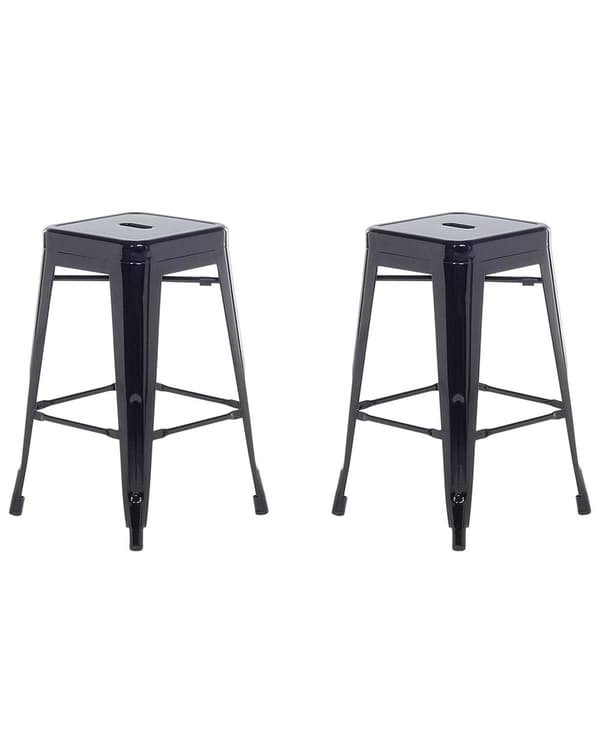 Sæt med 2 barstole Sort Metal 60 cm Stabelbar Bordhøjde Industriel Moderne Stil