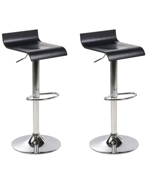 Sæt med 2 barstole Sort krom ben Drejelig Justerbar højde Minimalistisk stil