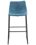 Miniatyrbillede 5 af 10: Barstole Blå Polstret Sorte Metalben Sæt 99 x 46 x 46 cm Høje Køkkenstole Ryglæn Fodstøtte Moderne Counterstole Køkkenø Barbord Indretning