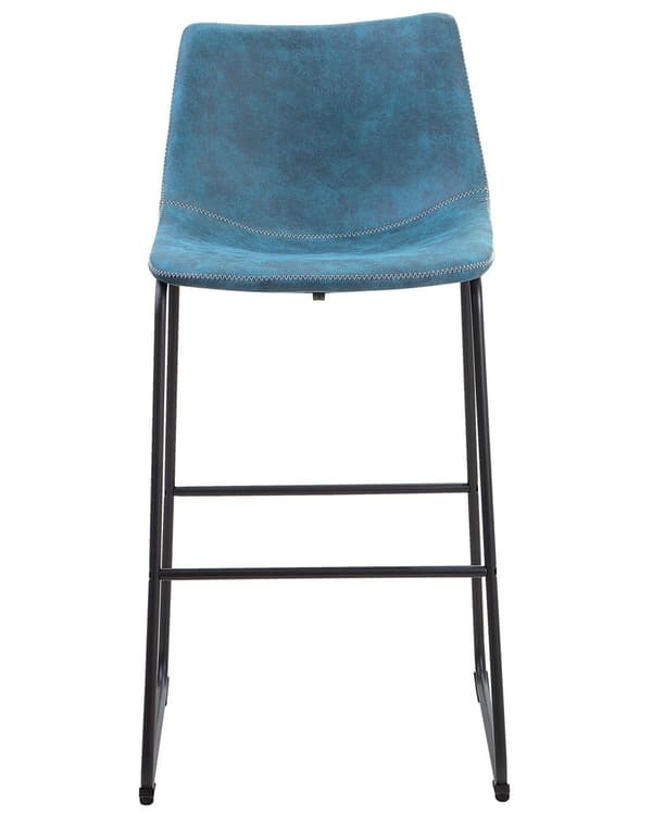 Barstole Blå Polstret Sorte Metalben Sæt 99 x 46 x 46 cm Høje Køkkenstole Ryglæn Fodstøtte Moderne Counterstole Køkkenø Barbord Indretning