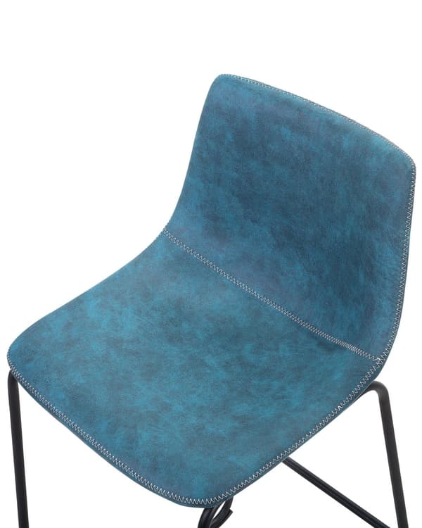 Barstole Blå Polstret Sorte Metalben Sæt 99 x 46 x 46 cm Høje Køkkenstole Ryglæn Fodstøtte Moderne Counterstole Køkkenø Barbord Indretning