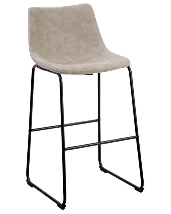 Barstole Beige Polstret Sorte Metalben Sæt 99 x 46 x 46 cm Høje Køkkenstole Ryglæn Fodstøtte Moderne Counterstole Køkkenø Barbord Indretning