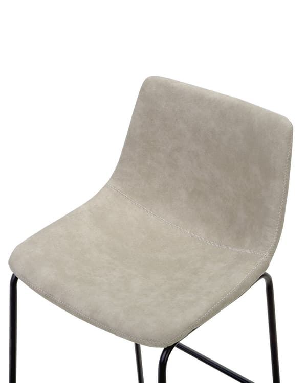 Barstole Beige Polstret Sorte Metalben Sæt 99 x 46 x 46 cm Høje Køkkenstole Ryglæn Fodstøtte Moderne Counterstole Køkkenø Barbord Indretning