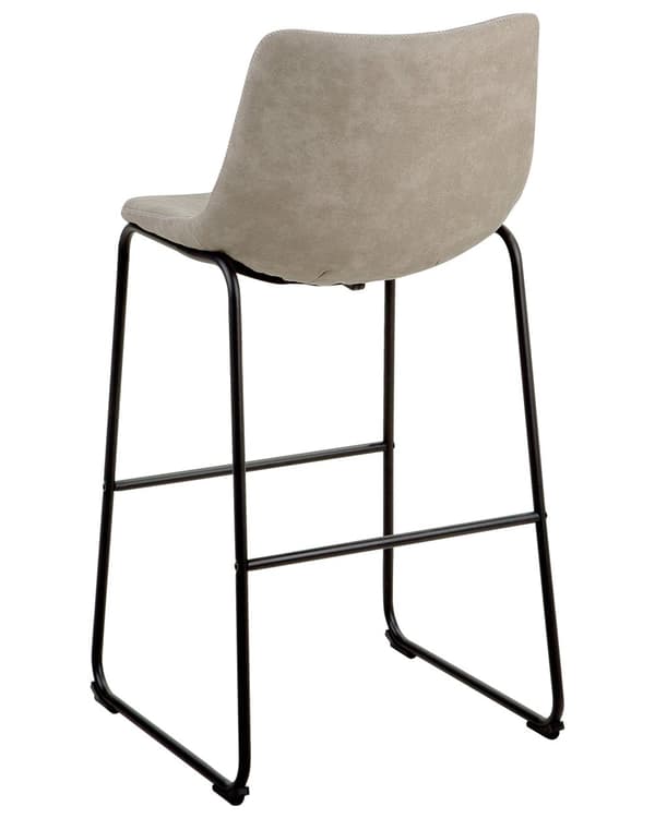 Set av 2 Barstolar Beige Tygklädsel Svarta Metallben Fotpall Industriell