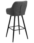 Miniatyrbillede 7 af 10: Barstole Grå Polyester med Metalben Sæt 104 x 47 x 47 cm Høj Counterstole med Arme og Ryglæn i Quiltet Rombe Mønster til Køkken Barbord Dekor