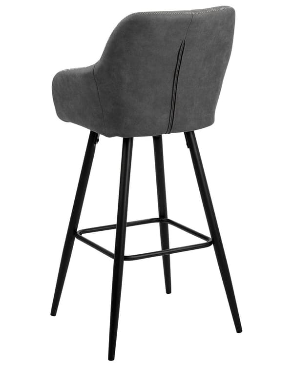 Barstole Grå Polyester med Metalben Sæt 104 x 47 x 47 cm Høj Counterstole med Arme og Ryglæn i Quiltet Rombe Mønster til Køkken Barbord Dekor