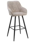 Miniatyrbillede 4 af 10: Barstole Beige Polyester Metalben Sæt 104 x 47 x 47 cm Høj Counterstole med Arme og Ryglæn i Quiltet Rombe Mønster til Køkken Barbord Dekor