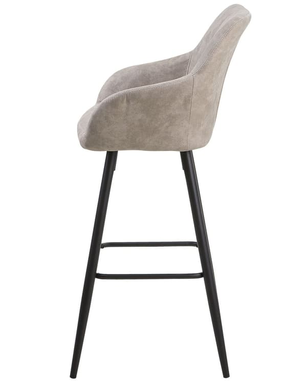Barstole Beige Polyester Metalben Sæt 104 x 47 x 47 cm Høj Counterstole med Arme og Ryglæn i Quiltet Rombe Mønster til Køkken Barbord Dekor