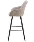 Miniatyrbillede 6 af 10: Barstole Beige Polyester Metalben Sæt 104 x 47 x 47 cm Høj Counterstole med Arme og Ryglæn i Quiltet Rombe Mønster til Køkken Barbord Dekor