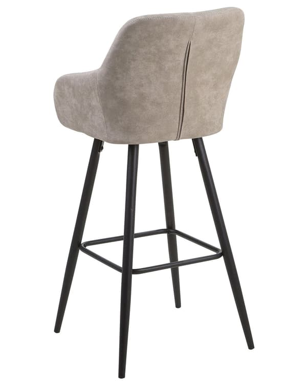 Barstole Beige Polyester Metalben Sæt 104 x 47 x 47 cm Høj Counterstole med Arme og Ryglæn i Quiltet Rombe Mønster til Køkken Barbord Dekor