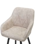 Miniatyrbillede 8 af 10: Barstole Beige Polyester Metalben Sæt 104 x 47 x 47 cm Høj Counterstole med Arme og Ryglæn i Quiltet Rombe Mønster til Køkken Barbord Dekor