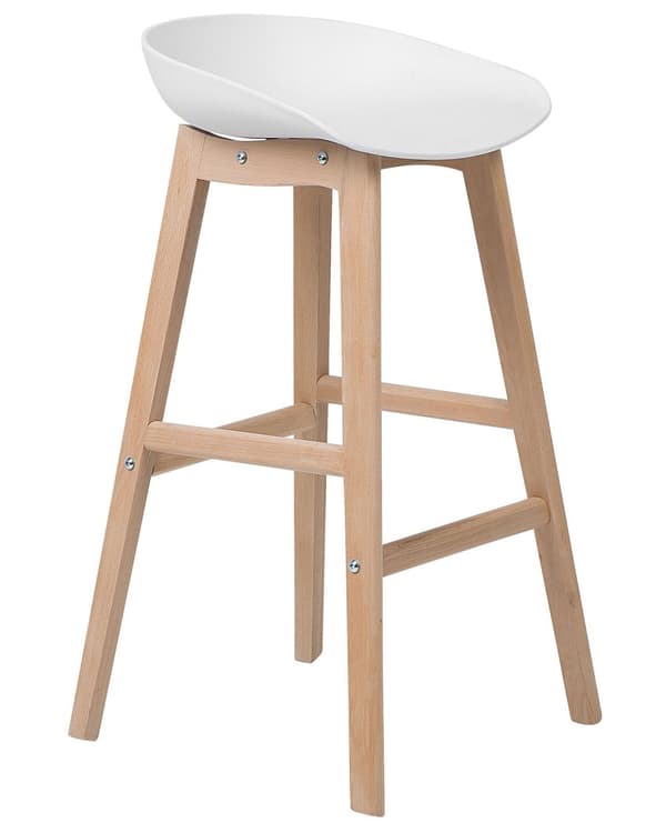 Barstol 2 st Ljusträ och Vit Färg 85 cm Kök Syntetiskt Material