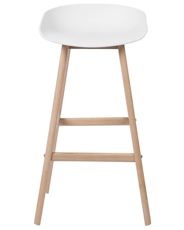 Barstol 2 st Ljusträ och Vit Färg 85 cm Kök Syntetiskt Material