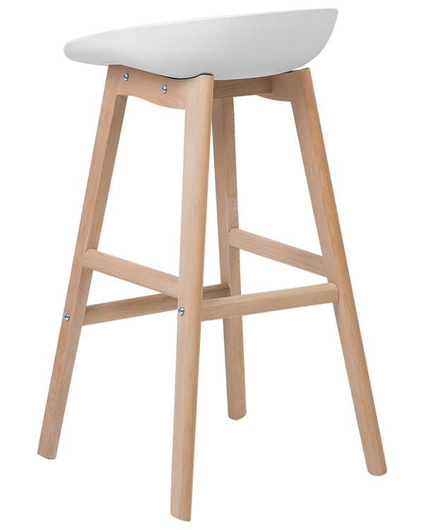 Barstol 2 st Ljusträ och Vit Färg 85 cm Kök Syntetiskt Material