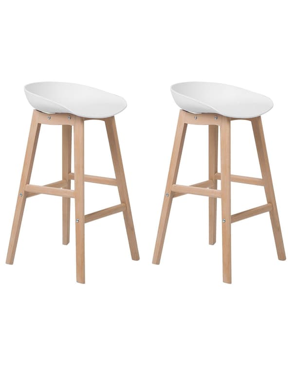 Barstol 2 st Ljusträ och Vit Färg 85 cm Kök Syntetiskt Material