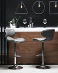 Miniatyrbild 2 av 9: Barstol 2 st Grå Konstläder Klädsel Justerbar Höjd Glamour