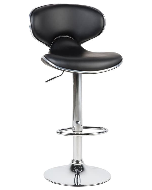 Set med 2 barstolar Svart Konstläder Fotpall Svängbar Gaslyft Justerbar höjd Glamour