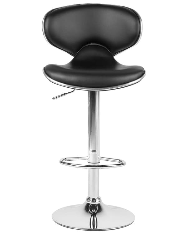 Set med 2 barstolar Svart Konstläder Fotpall Svängbar Gaslyft Justerbar höjd Glamour