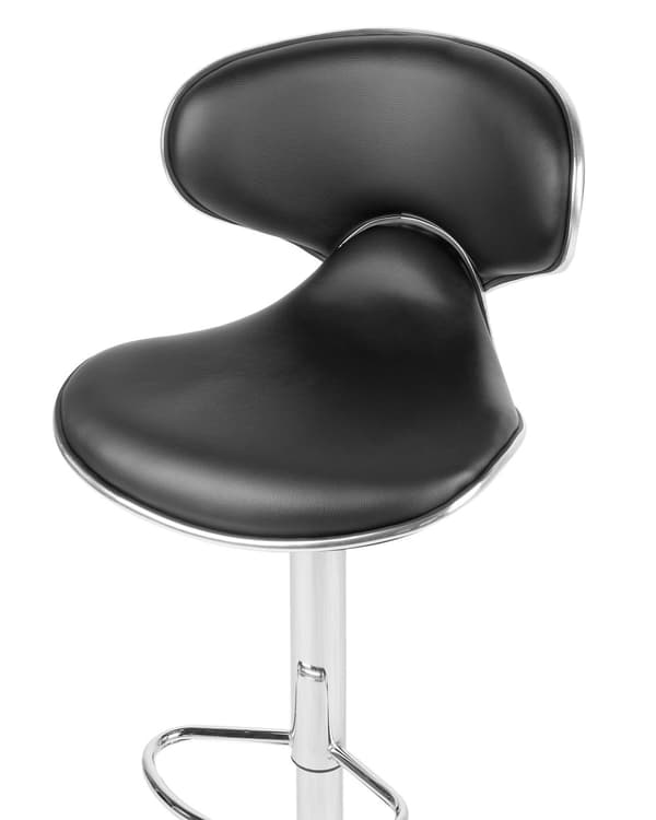 Set med 2 barstolar Svart Konstläder Fotpall Svängbar Gaslyft Justerbar höjd Glamour