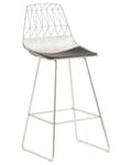 Miniatyrbild 4 av 9: Set med 2 barstolar Guld Stålstomme Konstläder Höjd ribbrygg Modern design
